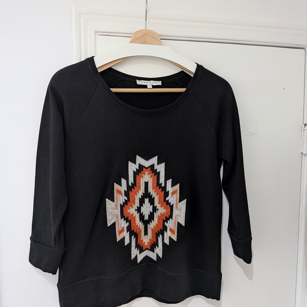 Sandro Black Sweatshirt with Design